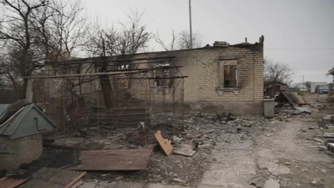 War in ukraine. Destroyed buildings. Stock Footage 201340119
