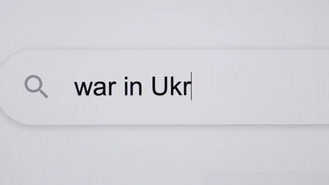 War in Ukraine - Internet browser search bar question typing text with camera 스톡 동영상 194782732
