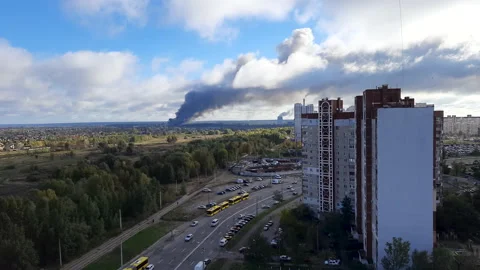 War in Ukraine.  A rocket explosion in a residential area of ​​Kyiv. Ukraine 스톡 동영상 218442018