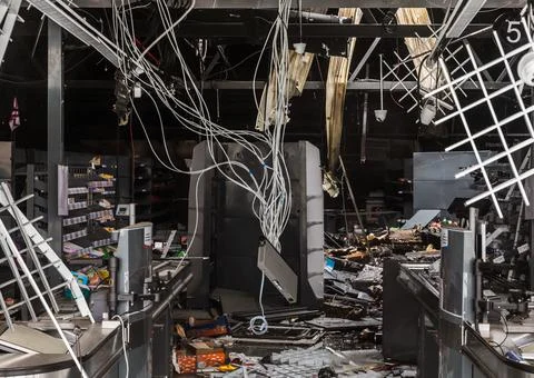 War in Ukraine. Streets of Bucha Stock Photos