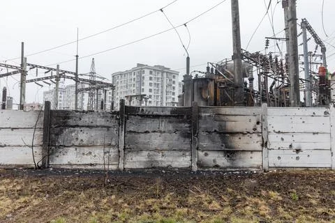 War in Ukraine. Streets of Bucha Foto stock