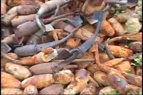 War zone scrap explosive-bombs leftovers 1 Stock Footage 5562641