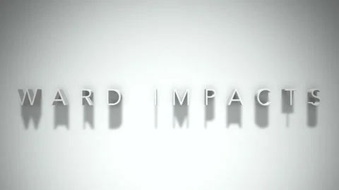 Ward impacts 3D title animation white text on a white background Stock Footage 299759354