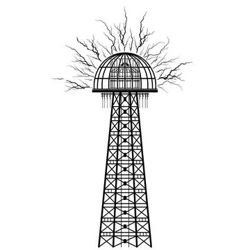 Wardenclyffe Tower of Nikola Tesla, vector illustration Stock Illustration