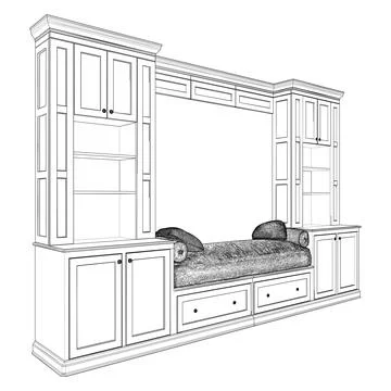 Wardrobe Bed Set Dresser Vector. Stock Illustration