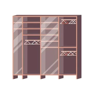 Wardrobe Closet Empty Isolated on White. Stock Illustration