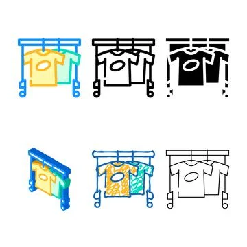 Wardrobe with clothes for actor color minimal icon vector Stock Illustration