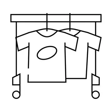 Wardrobe with clothes for actor line icon vector illustration Stock Illustration