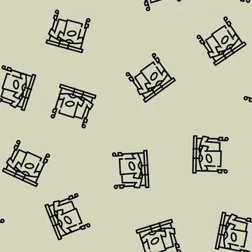 Wardrobe with clothes for actor line vector seamless pattern Stock Illustration