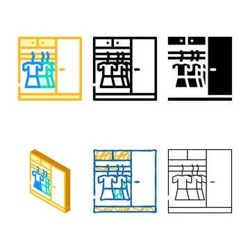 Wardrobe with clothes color icon vector minimal Stock Illustration