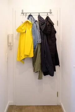 Wardrobe with clothes on wardrobe Stock Photos