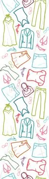 Wardrobe clothing vertical seamless pattern border Stock Illustration