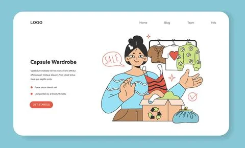 Wardrobe developing web banner or landing page. Character doing Stock Illustration