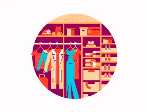 Wardrobe flat design Stock Illustration