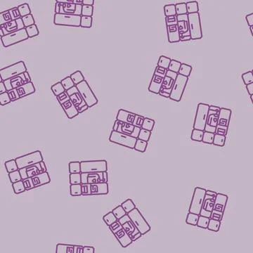 Wardrobe kid bedroom line vector seamless pattern Stock Illustration
