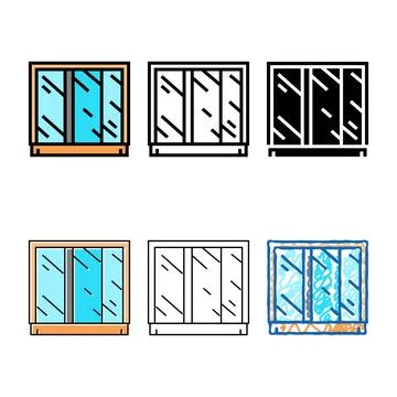 Wardrobe mirror color icon vector multipack Stock Illustration