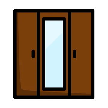Wardrobe With Mirror Icon Stock Illustration