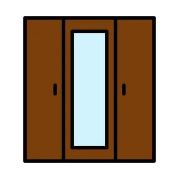 Wardrobe With Mirror Icon Stock Illustration