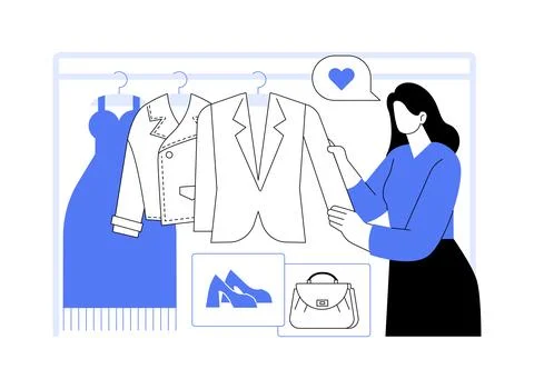 Wardrobe selection isolated cartoon vector illustrations. Ilustración de archivo