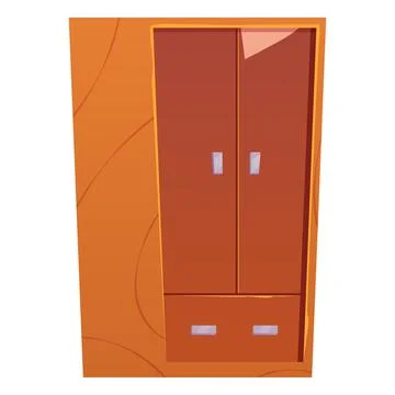 Wardrobe, wooden closet vector flat icon, furniture store cupboard cabinet with Stock Illustration
