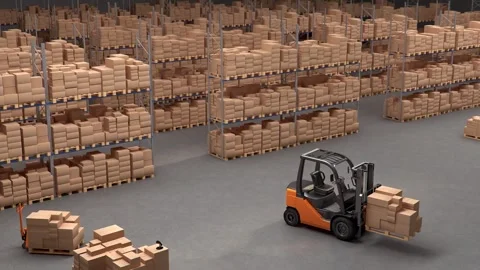 Warehouse in a 3D animation Stock Footage 252001920