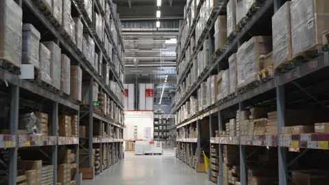 Warehouse Aisle Dolly Shot Stock Footage 334998546