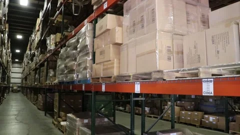 Warehouse aisle Stock Footage 146616047