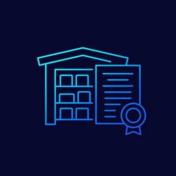 Warehouse and certificate line vector icon Ilustração Stock