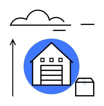 Warehouse and Cloud Connection Logistics and Innovation in Modern Supply Ch.. Illustrazione stock