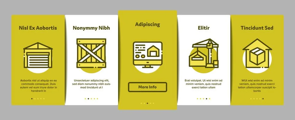Warehouse And Storage Onboarding Elements Icons Set Vector イラスト素材