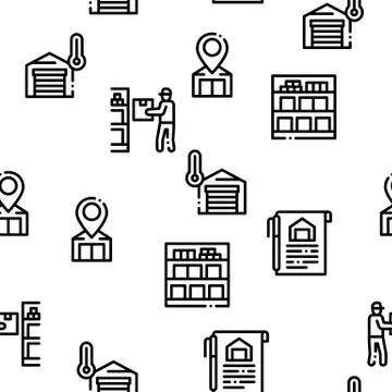 Warehouse And Storage Seamless Pattern Vector 스톡 일러스트