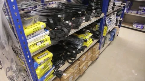 Warehouse Auto store auto parts on the shelves 库存影片 46635697