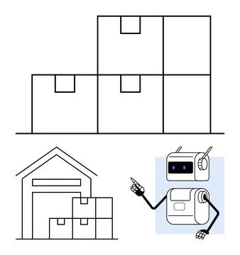 Warehouse Automation and Robotics for Efficient Inventory Management Stock Illustration