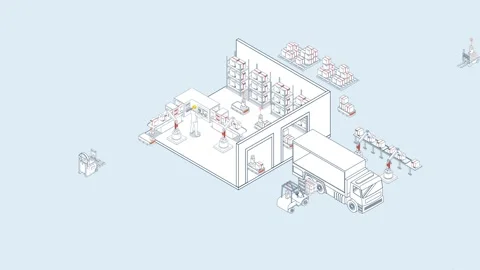 Warehouse Automation System and Autonomous Robot Transportation Stock-Footage 335256755