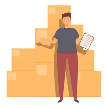 Warehouse box stack icon cartoon vector. Computer box 스톡 일러스트