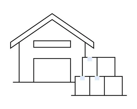 Warehouse with Box Stacks Representing Storage and Logistics Solutions 库存插图