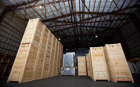 Warehouse with boxes, container, store, pallet, stock 写真素材