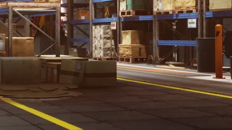 Warehouse with boxes during daylight hours in a storage facility Stock Footage 343927508