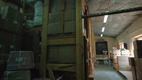 Warehouse with boxes Stock Footage 137772294