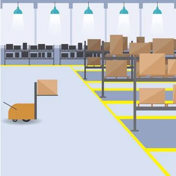 Warehouse with boxes Stock Illustration
