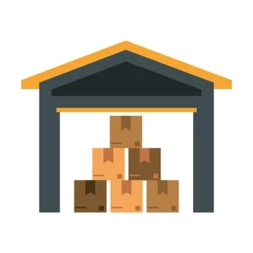 Warehouse with boxes inside Stock Illustration