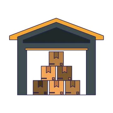 Warehouse with boxes inside Stock Illustration