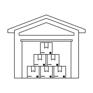 Warehouse with boxes inside Stock Illustration