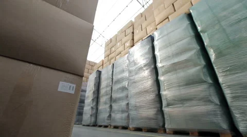 Warehouse With Boxes. Rides Loader Stock Footage 56228701