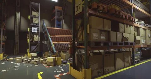 Warehouse brimming with stacked boxes in organized chaos Stock Illustration