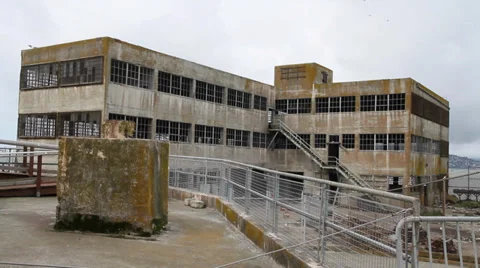 Warehouse building at Alcatraz Stock Footage 37364197