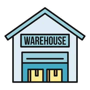 Warehouse building with boxes for storage and logistics Stock Illustration