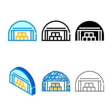 Warehouse building color icon vector series isolated Stock Illustration