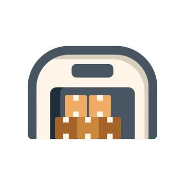 Warehouse building containing cardboard boxes, concept for delivery service,  Ilustración de archivo