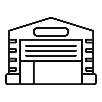 Warehouse building exterior showing loading docks and closed roller door Stock Illustration